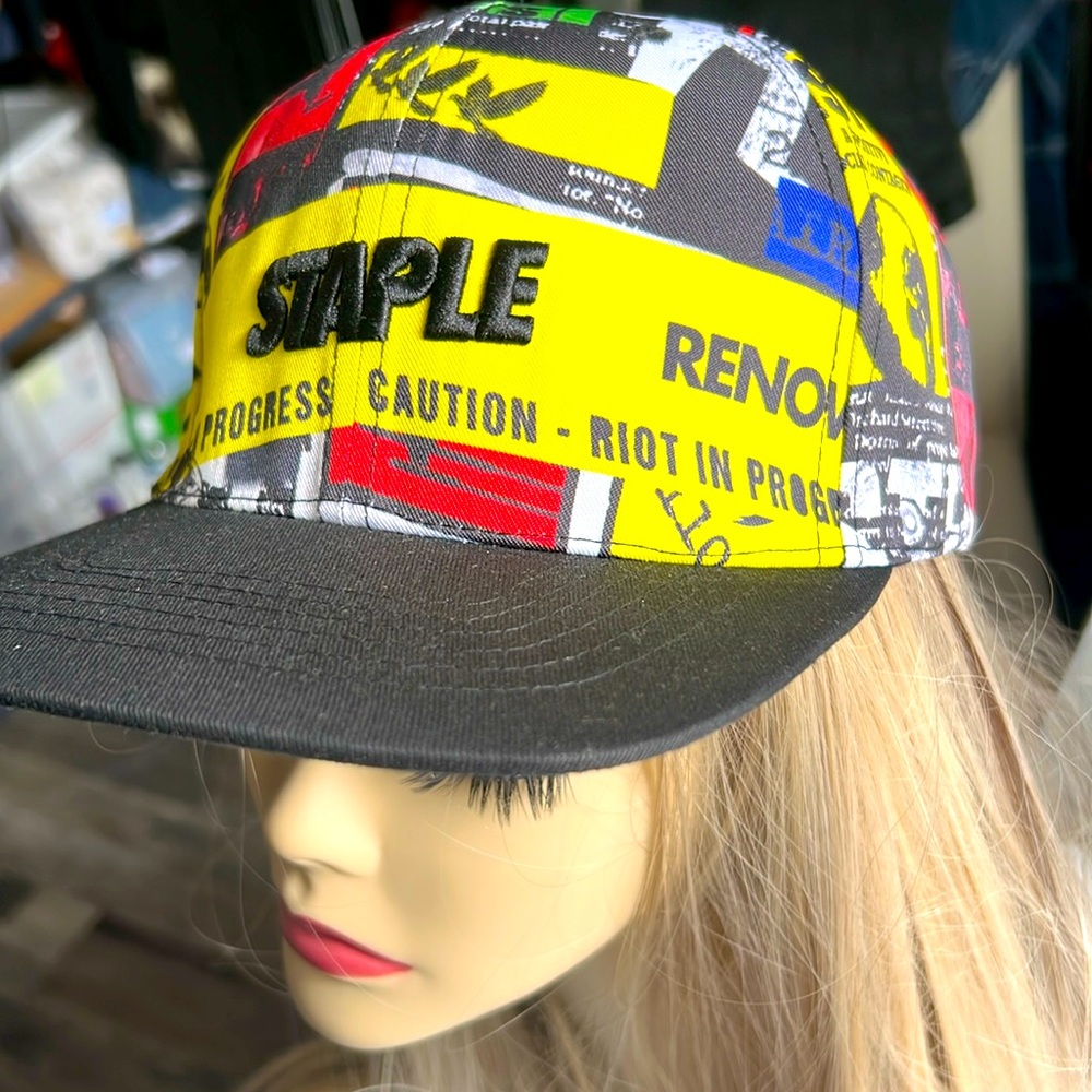 NWT Staple Pigeon black Hat unisex logo adjustable multicolor